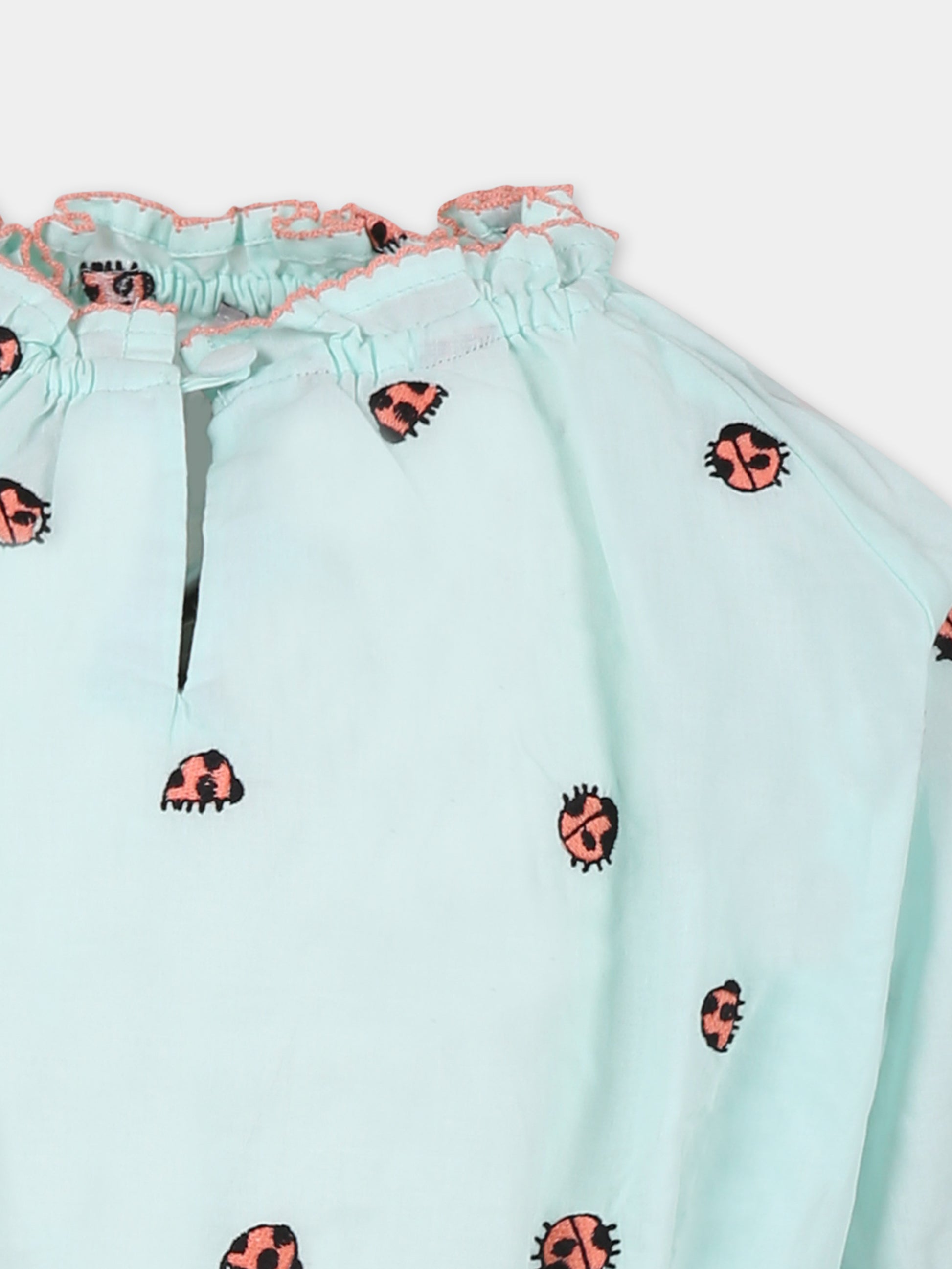 Vestito verde per bambina con coccinelle,Stella Mccartney Kids,TW1A23 Z2567 754EM