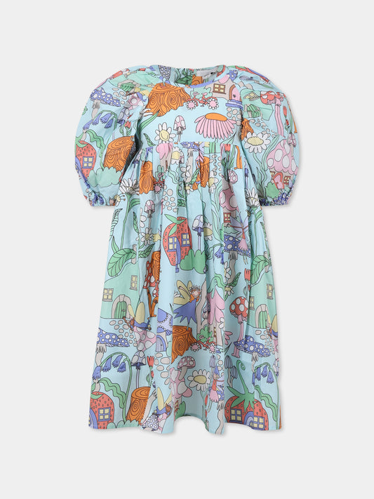 Vestito celeste per bambina con fate e fiori,Stella Mccartney Kids,TW1A51 Z2549 754MC