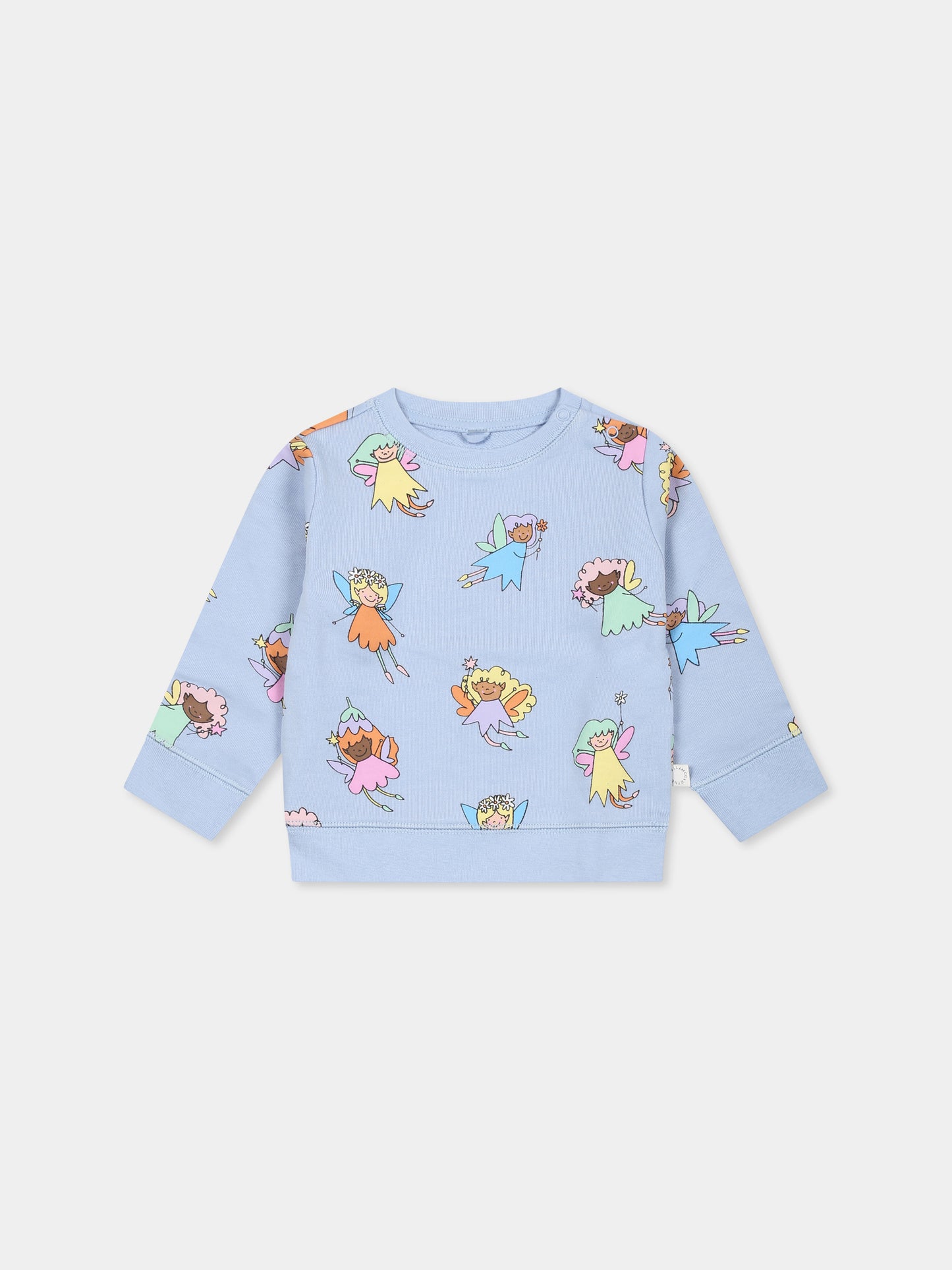 Felpa celeste per neonata con fate all over,Stella Mccartney Kids,TW4010 Z2724 652MC