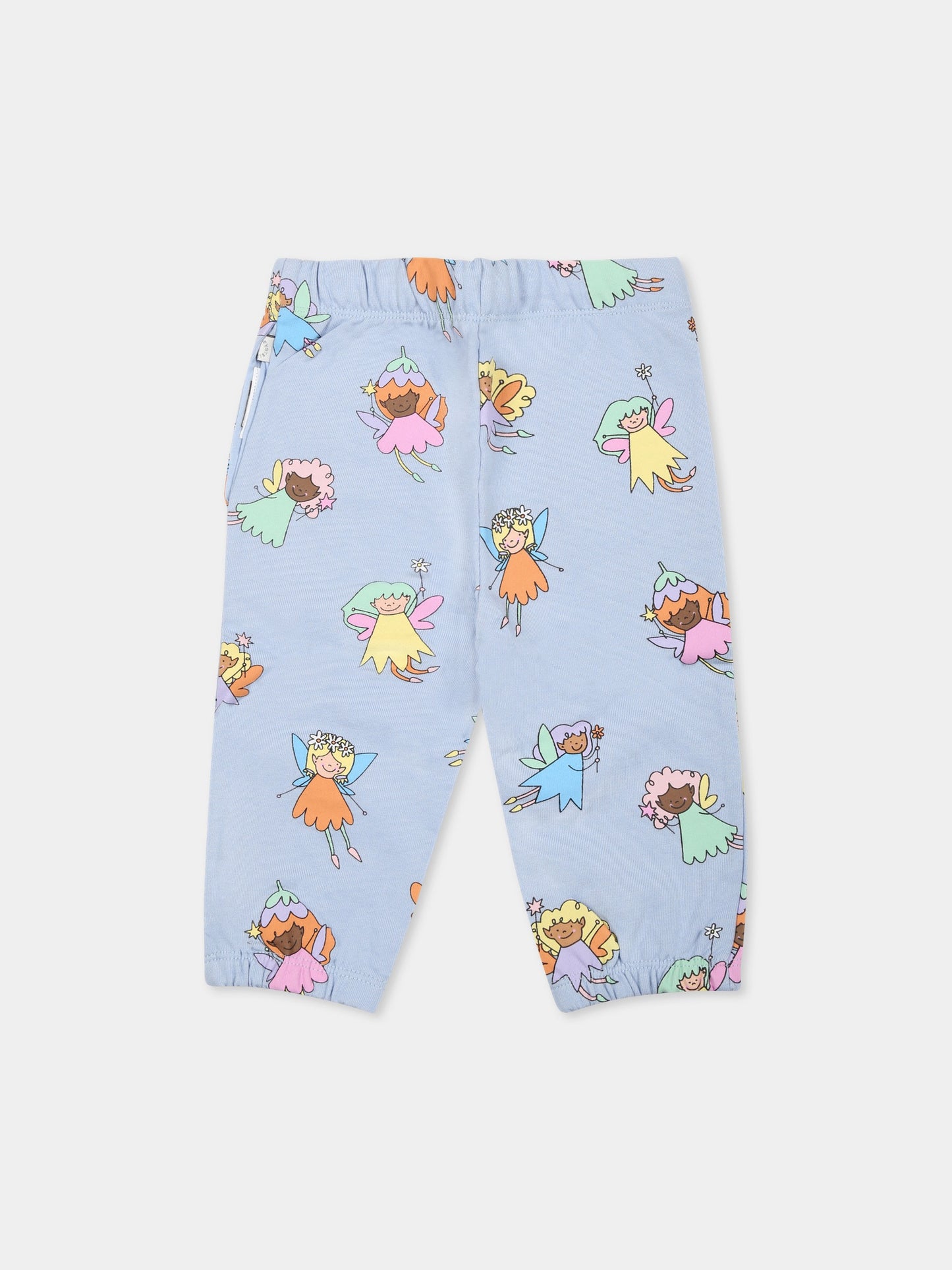 Light blue trousers for baby girl with fairies