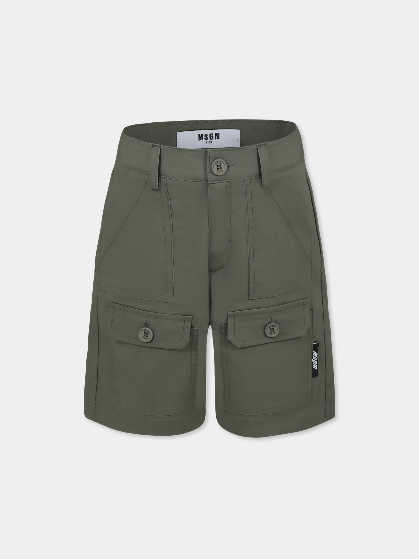 Shorts verdi per bambino con logo,Msgm Kids,S5MSJBBE025 082