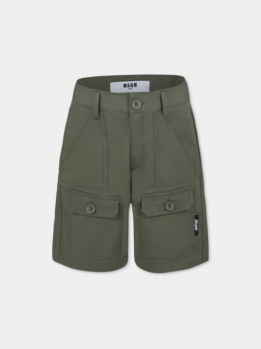 Shorts verdi per bambino con logo,Msgm Kids,S5MSJBBE025 082
