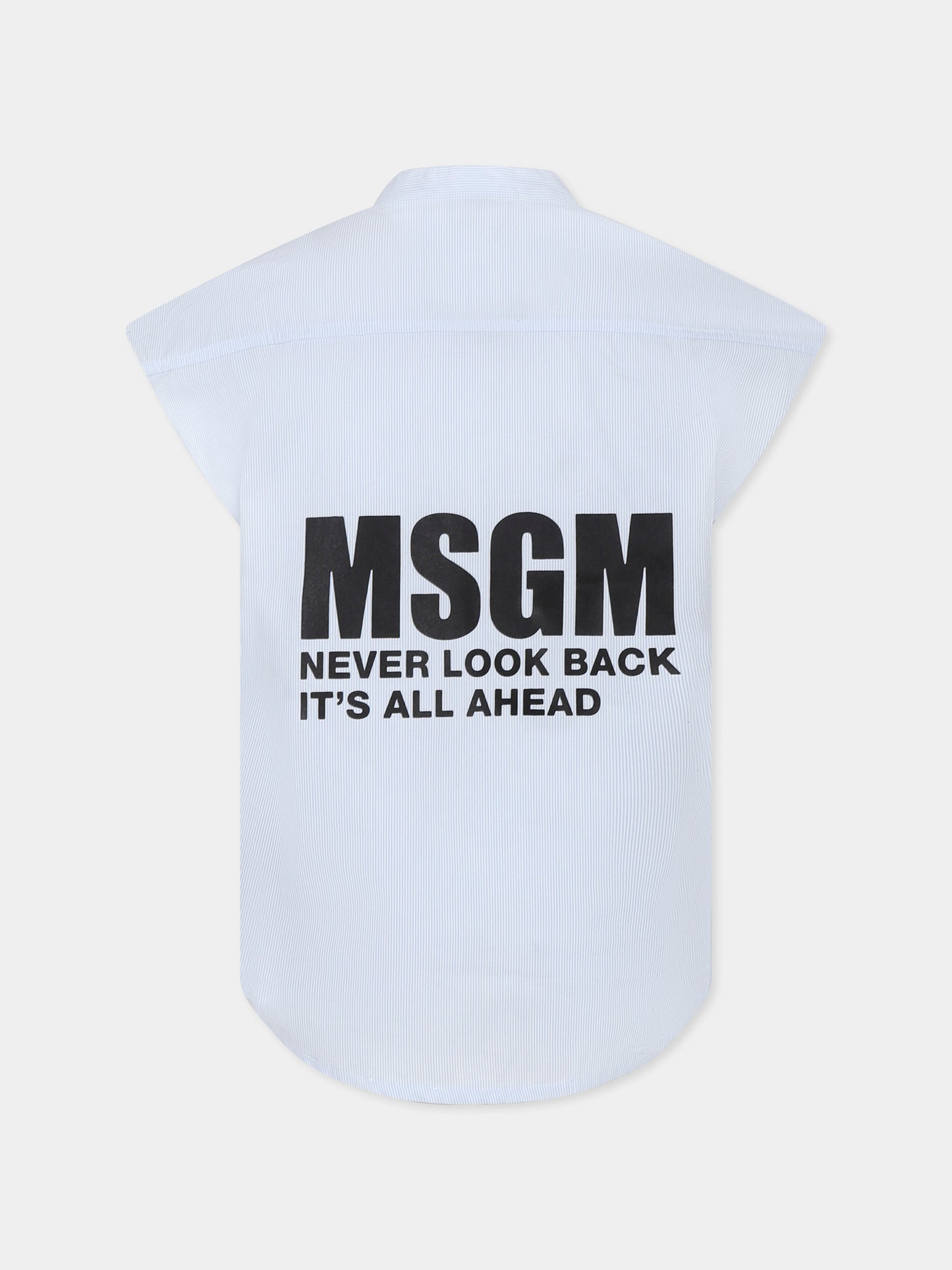 Camicia celeste per bambino con logo e slogan,Msgm Kids,S5MSJBSI031 050