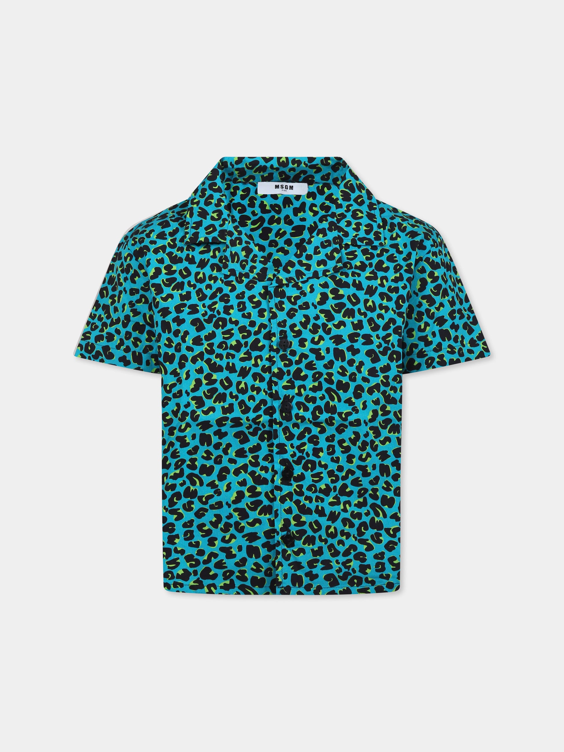 Camicia verde per bambino con stampa maculata,Msgm Kids,S5MSJBSI158 MS012