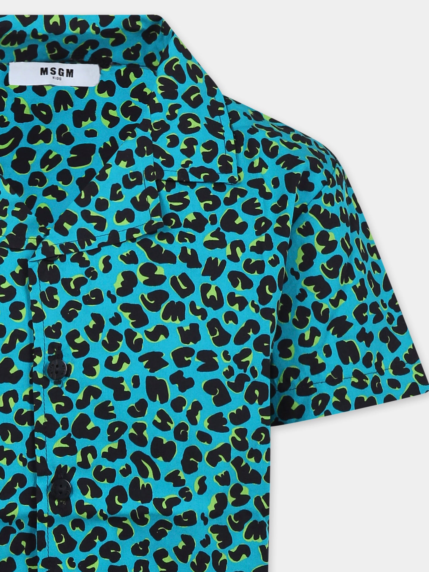 Camicia verde per bambino con stampa maculata,Msgm Kids,S5MSJBSI158 MS012