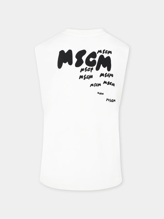 Canotta avorio per bambino con logo,Msgm Kids,S5MSJBTH007 013