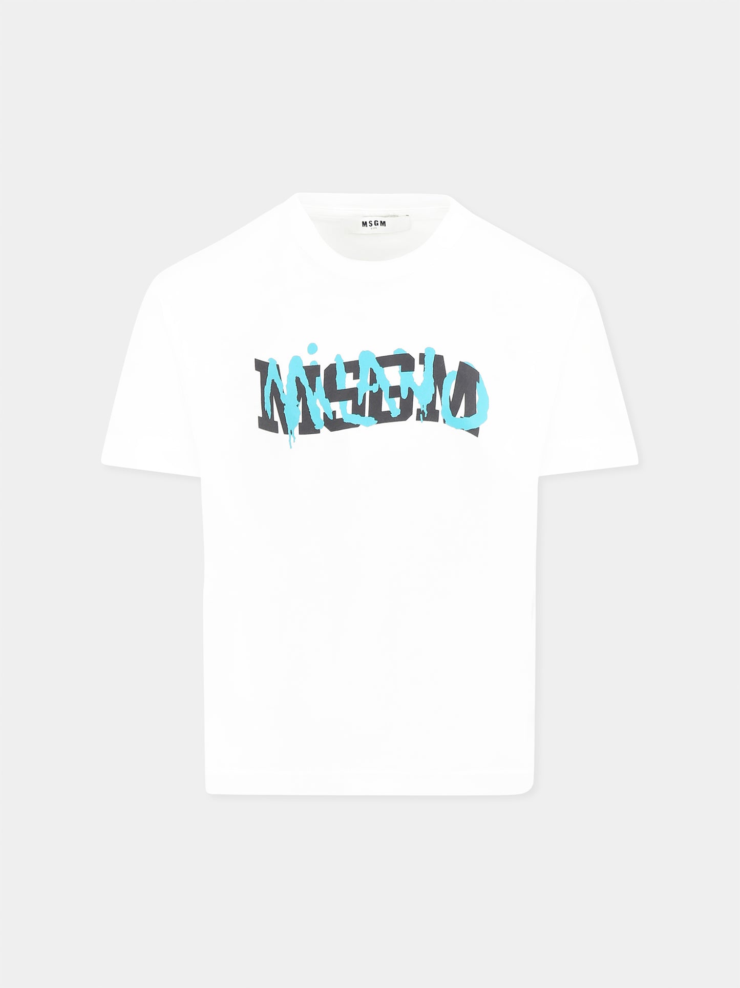 White t-shirt for boy with logo