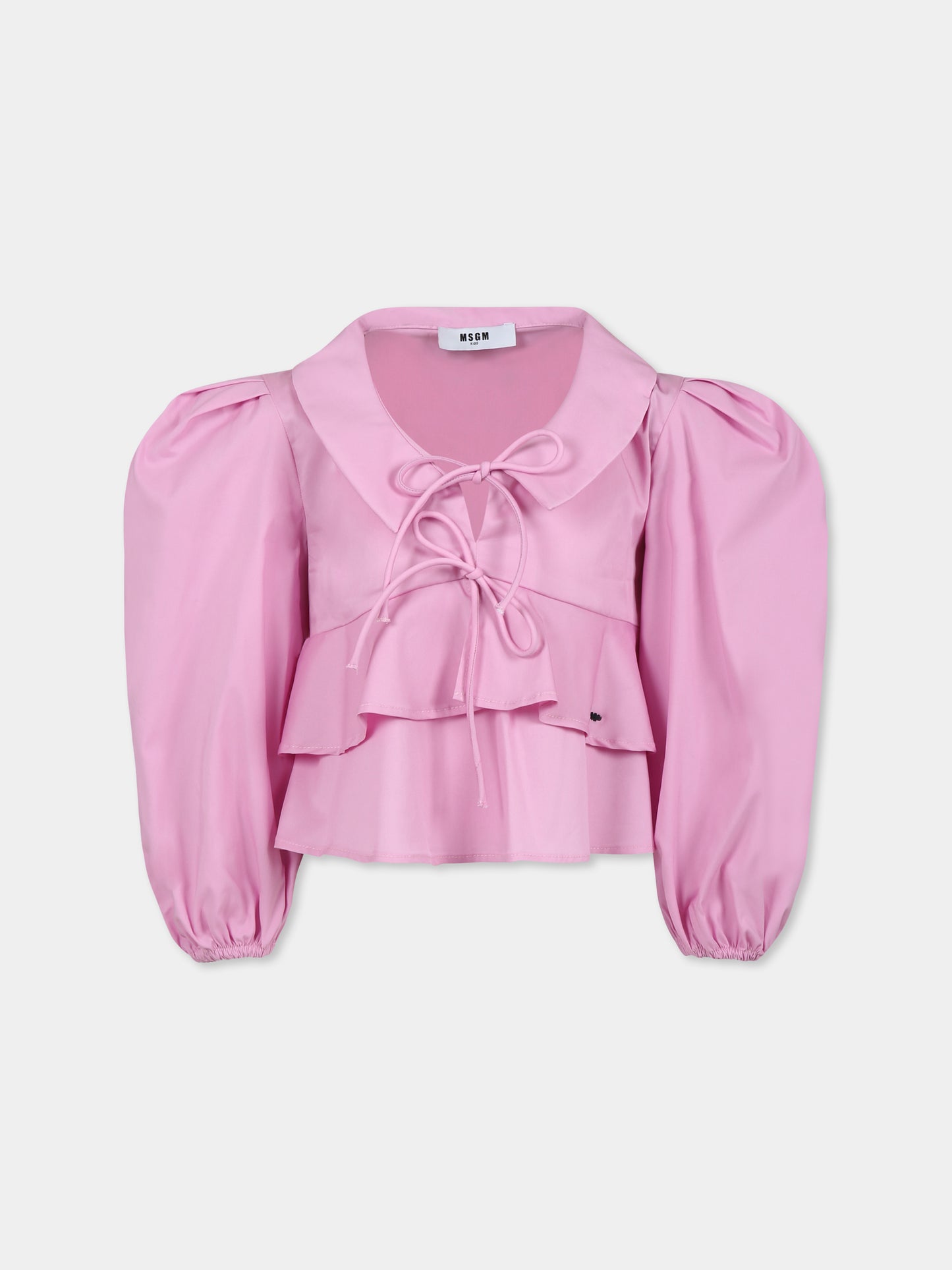 Camicia rosa per bambina con logo,Msgm Kids,S5MSJGBL128 MS003