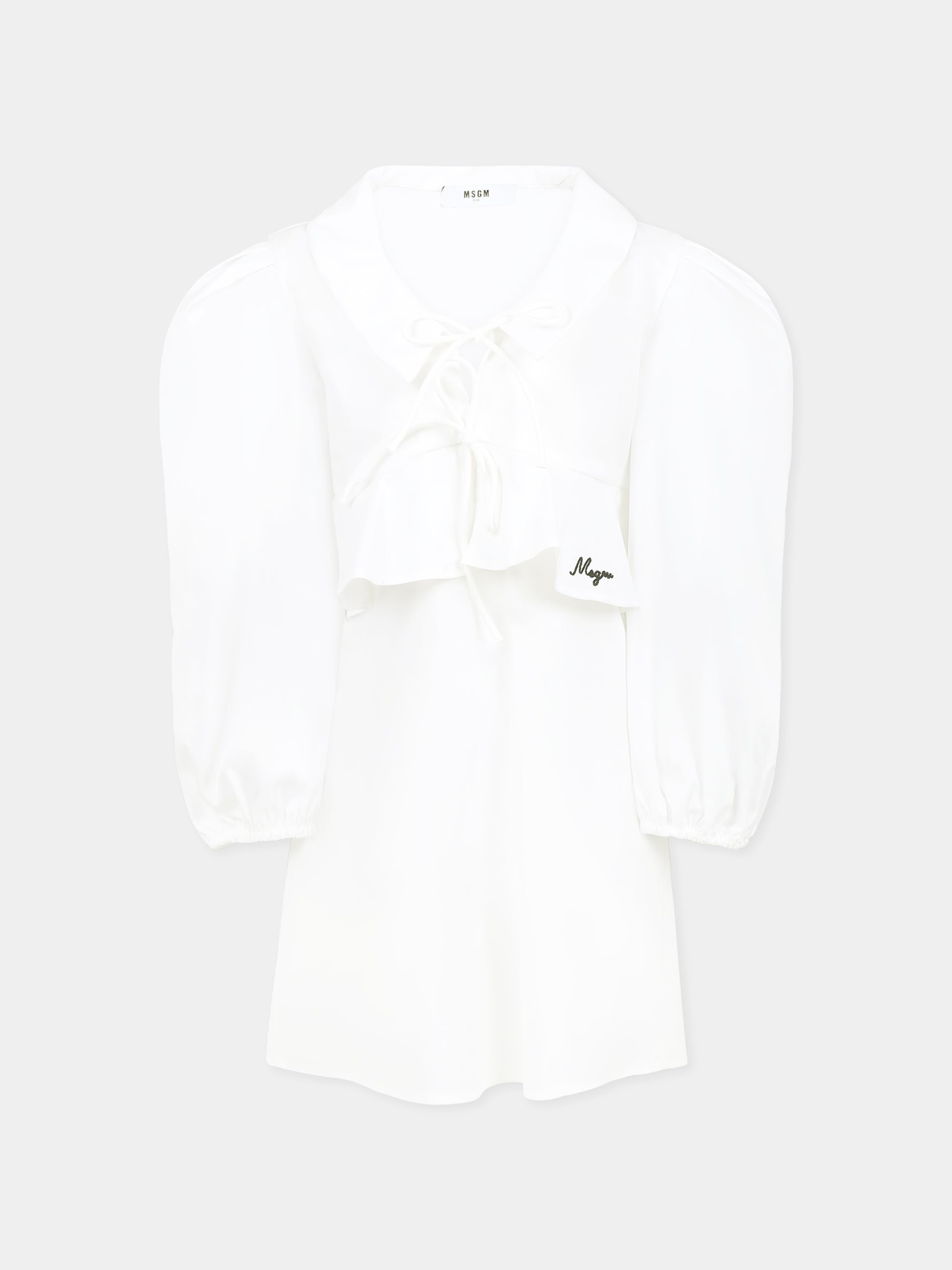 Vestito bianco per bambina con logo,Msgm Kids,S5MSJGDR126 001