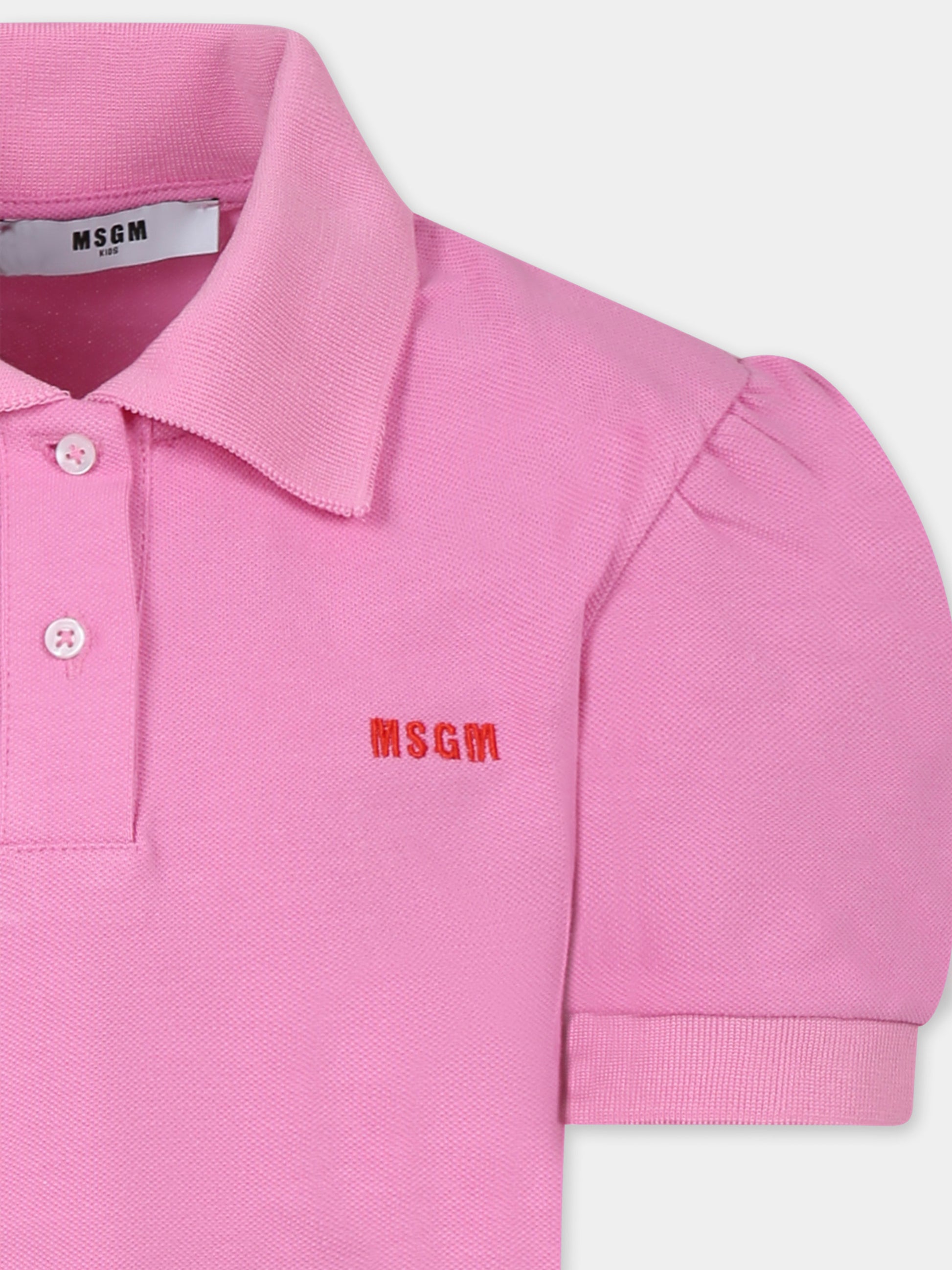 Polo crop rosa per bambina con logo,Msgm Kids,S5MSJGPO268 MS003