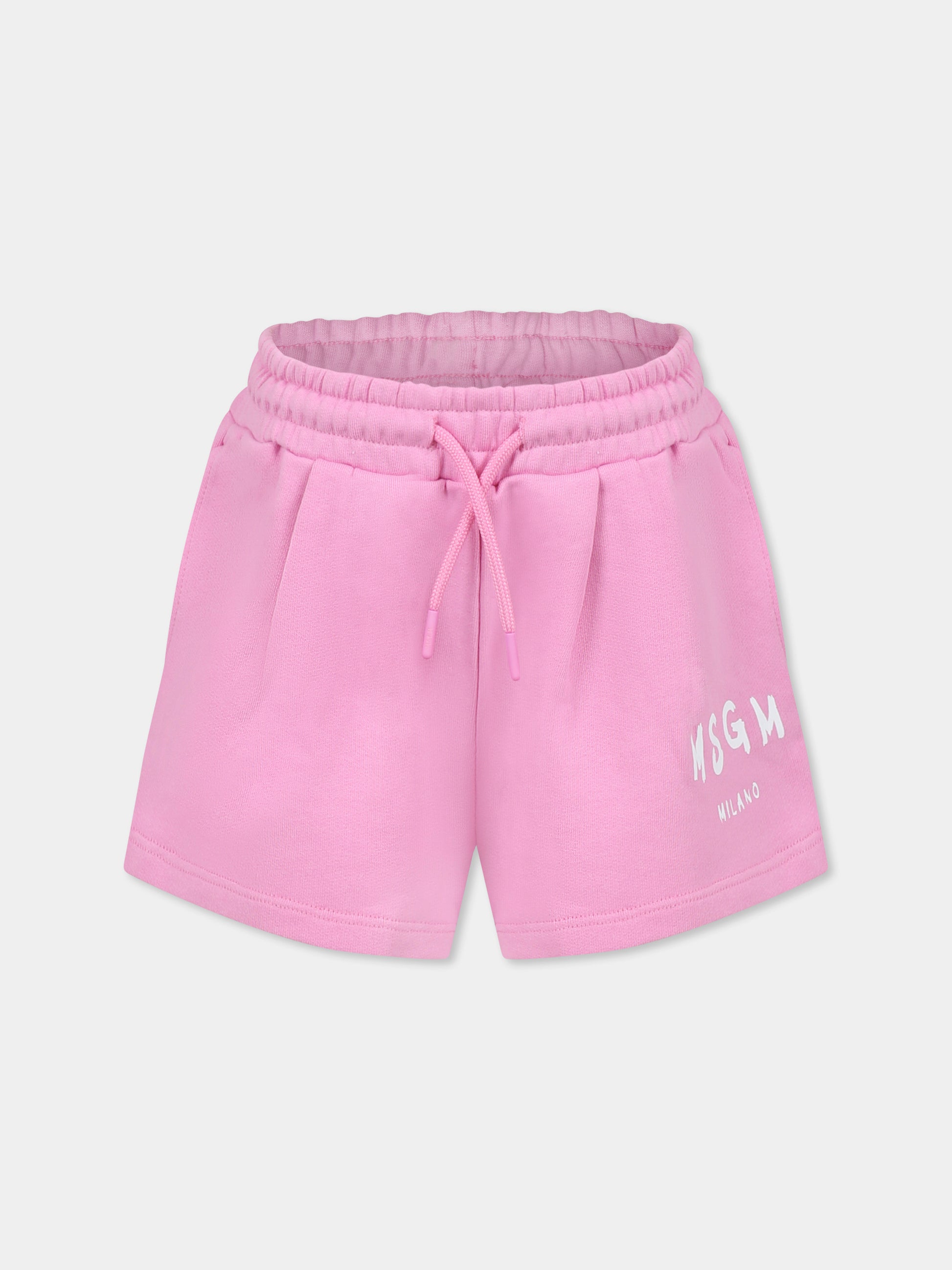 Shorts rosa per bambina con logo,Msgm Kids,S5MSJGSH092 MS003