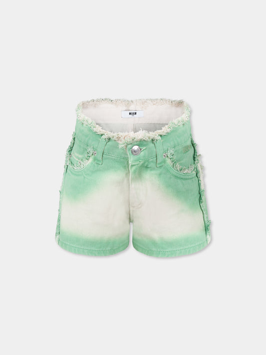 Green shorts for girl with logo