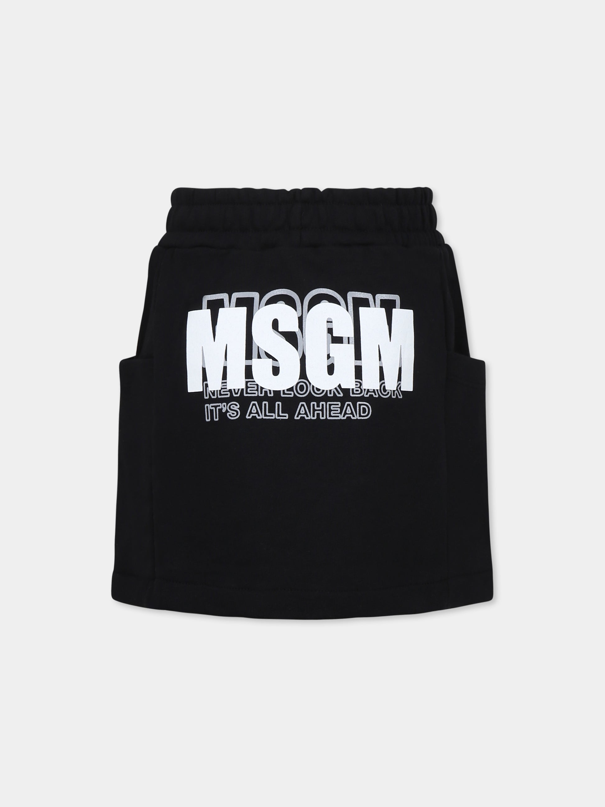 Gonna nera per bambina con logo,Msgm Kids,S5MSJGSK090 110