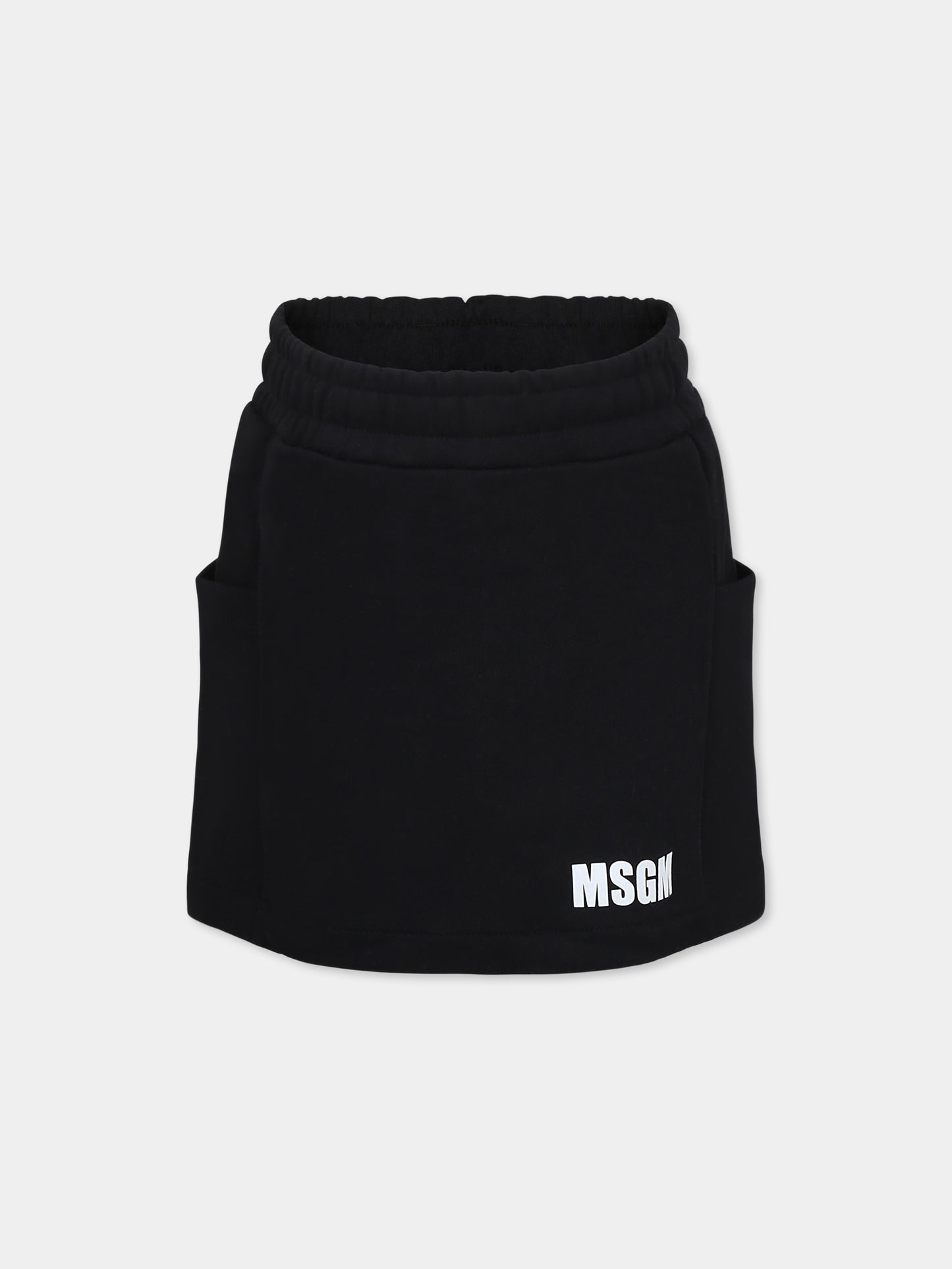 Gonna nera per bambina con logo,Msgm Kids,S5MSJGSK090 110