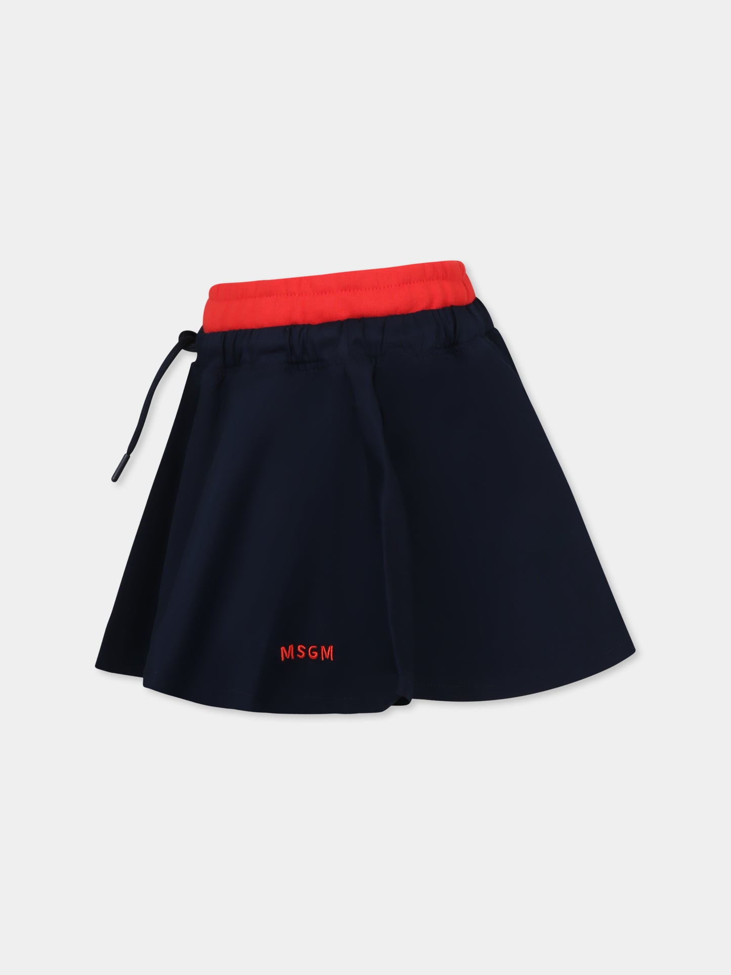 Gonna blu per bambina con logo,Msgm Kids,S5MSJGST264 060