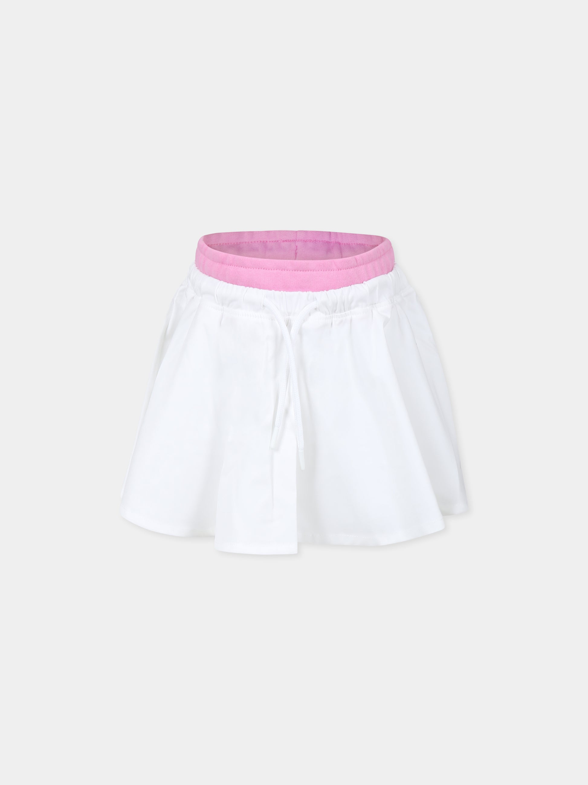 Gonna bianca per bambina con logo,Msgm Kids,S5MSJGST264 001