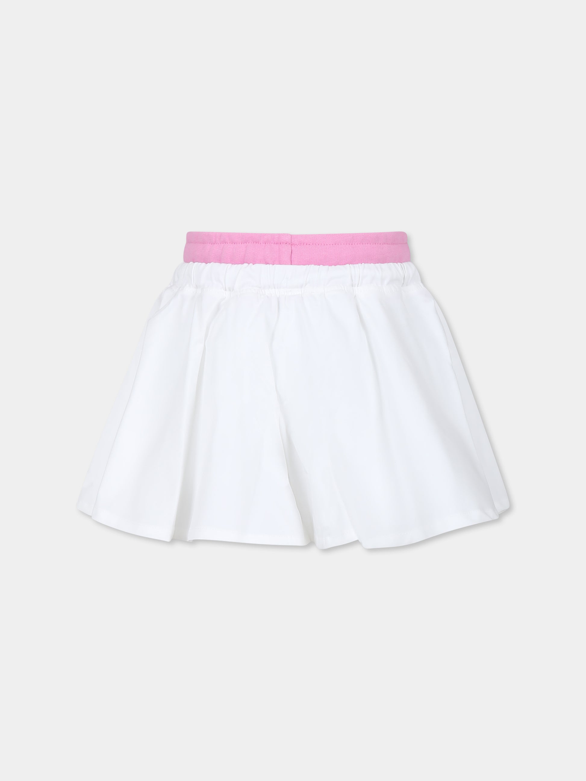 Gonna bianca per bambina con logo,Msgm Kids,S5MSJGST264 001