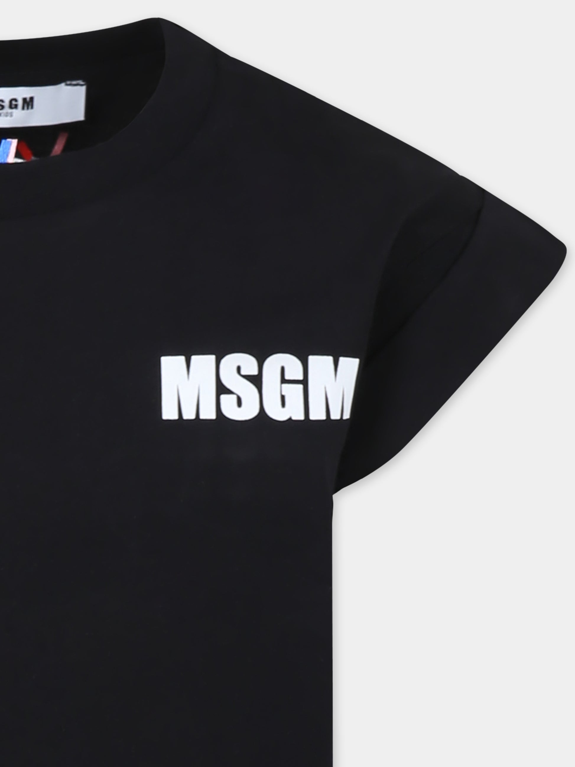 T-shirt nera per bambina con logo,Msgm Kids,S5MSJGTH083 110
