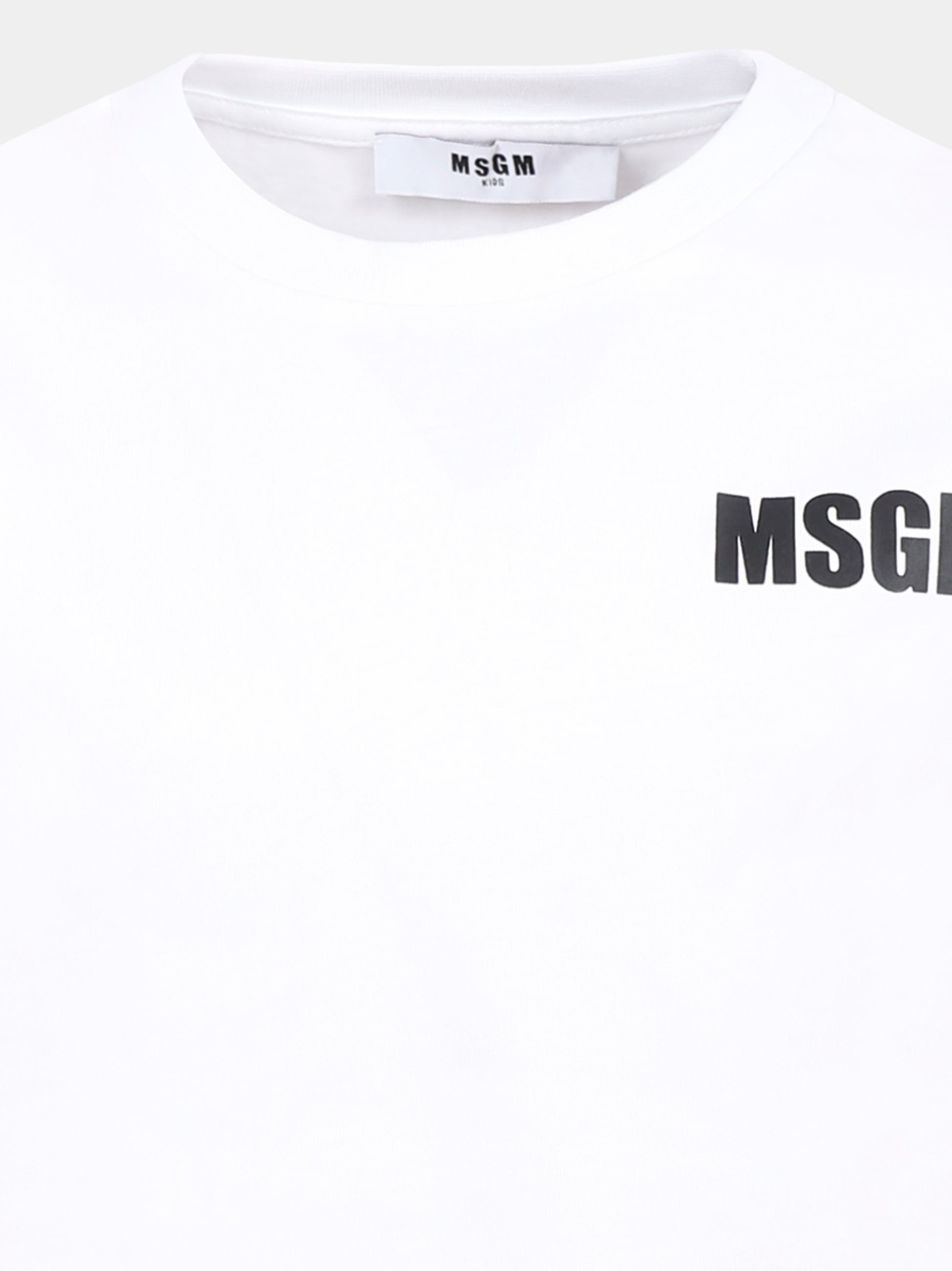 T-shirt bianca per bambina con logo,Msgm Kids,S5MSJGTH083 001