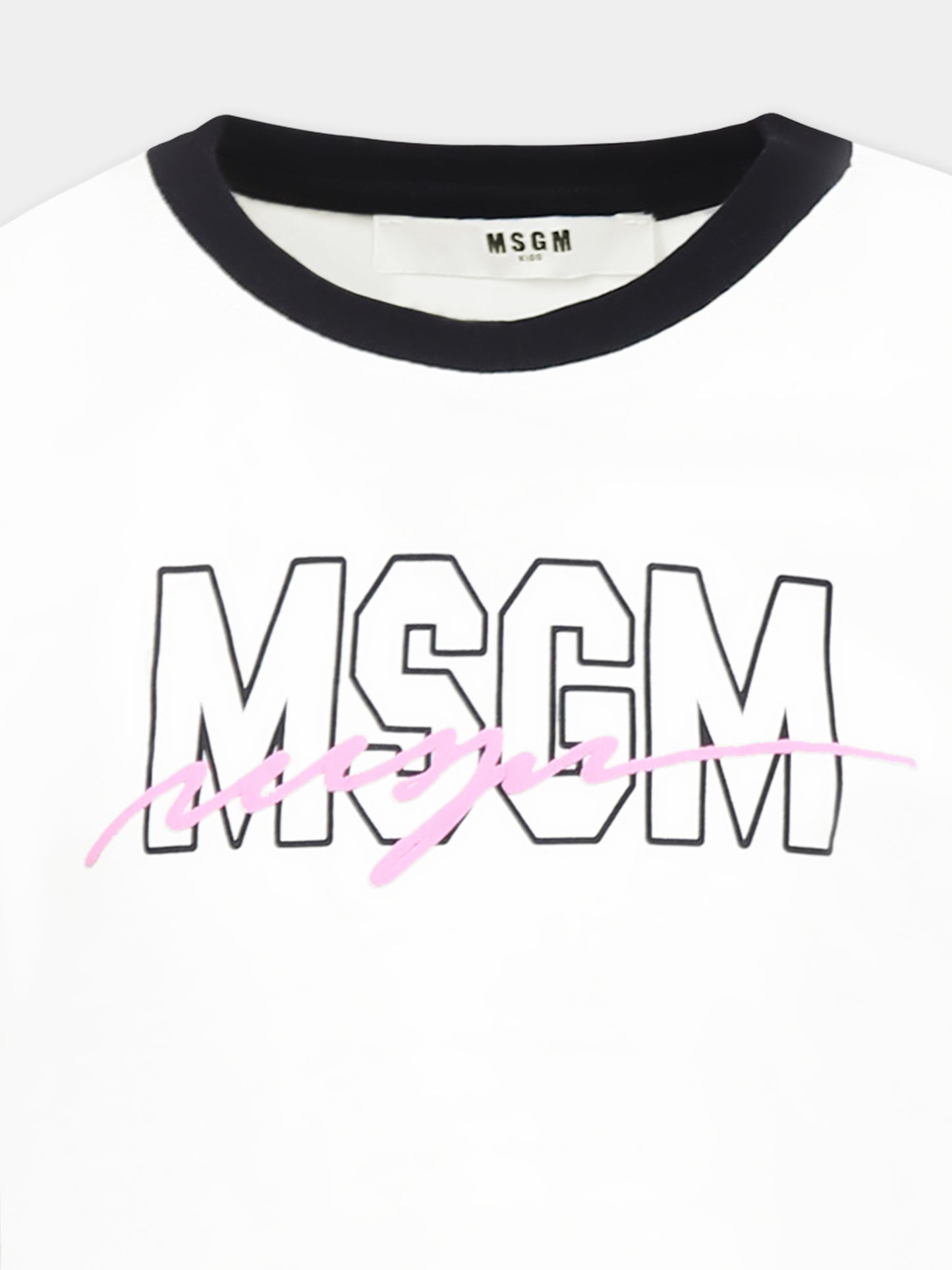 T-shirt bianca per bambina con logo,Msgm Kids,S5MSJGTH216 001/01