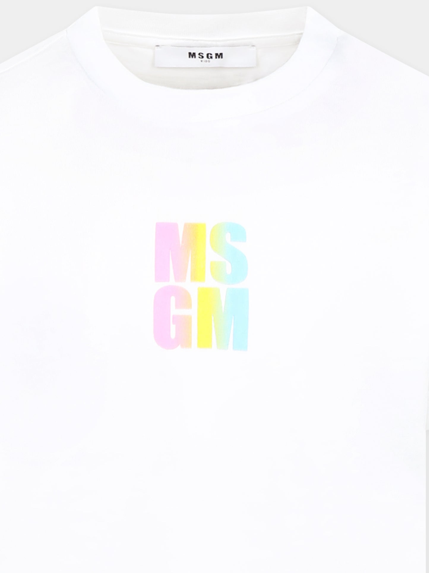 T-shirt bianca per bambina con logo,Msgm Kids,S5MSJGTH218 001