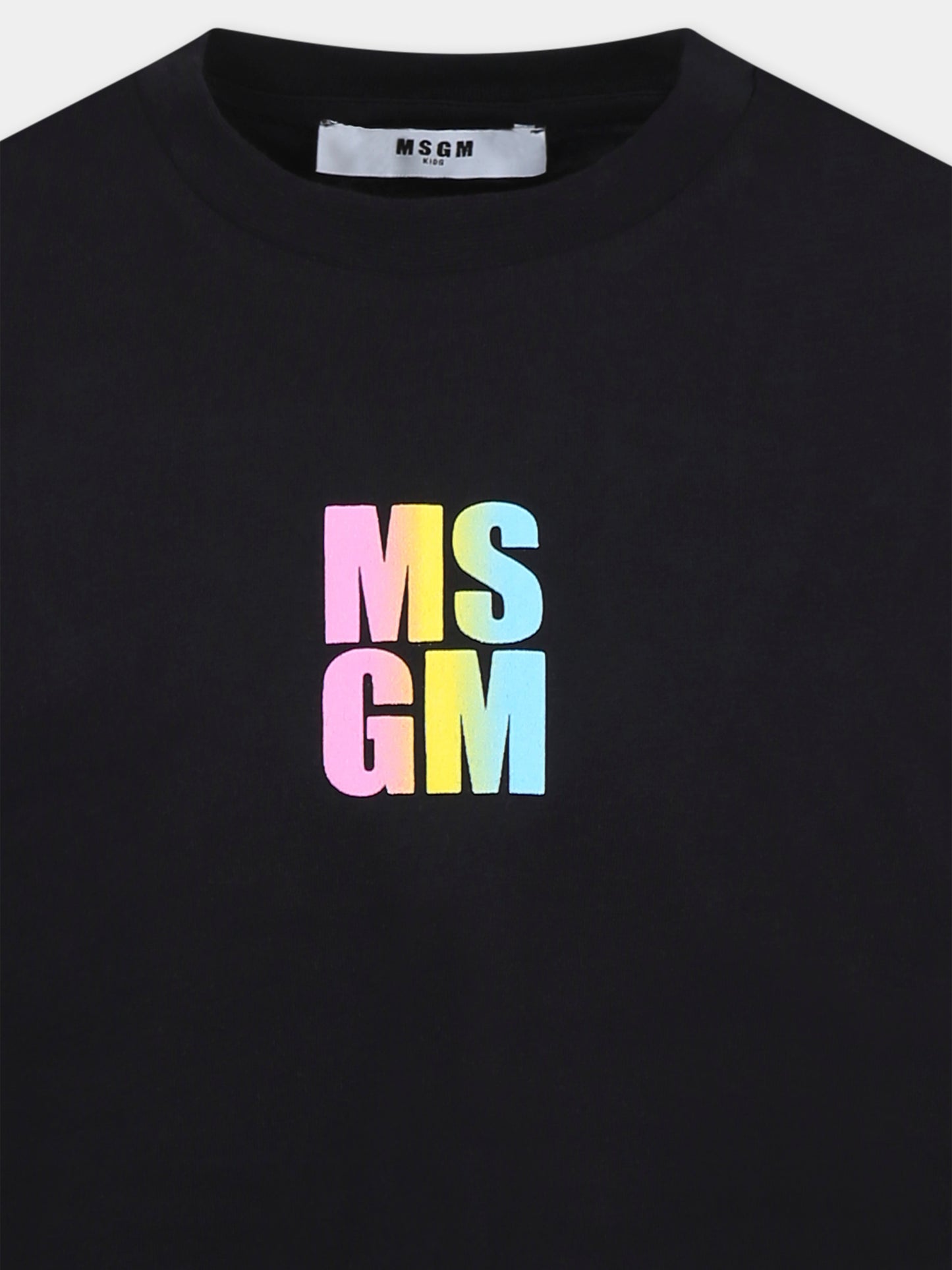 T-shirt nera per bambina con logo,Msgm Kids,S5MSJGTH218 110
