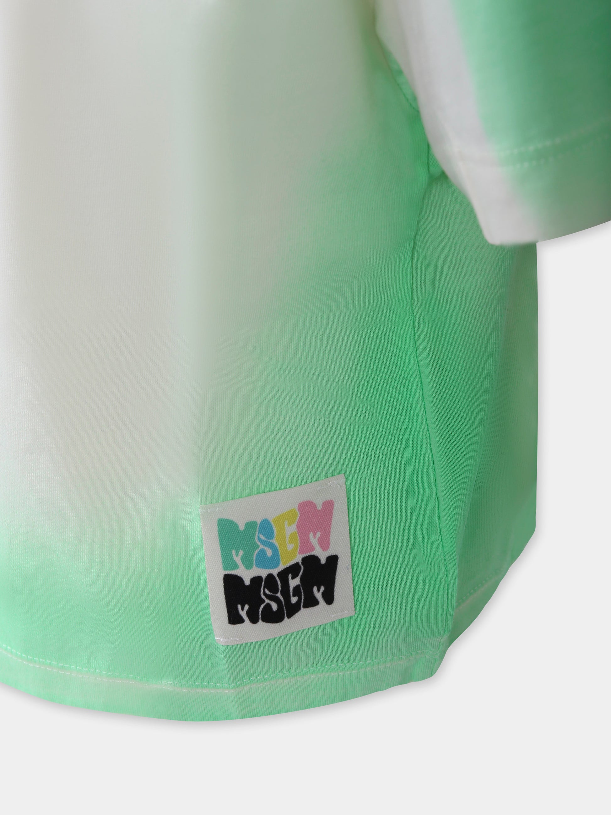 T-shirt verde per bambina con logo,Msgm Kids,S5MSJGTH304 MS006