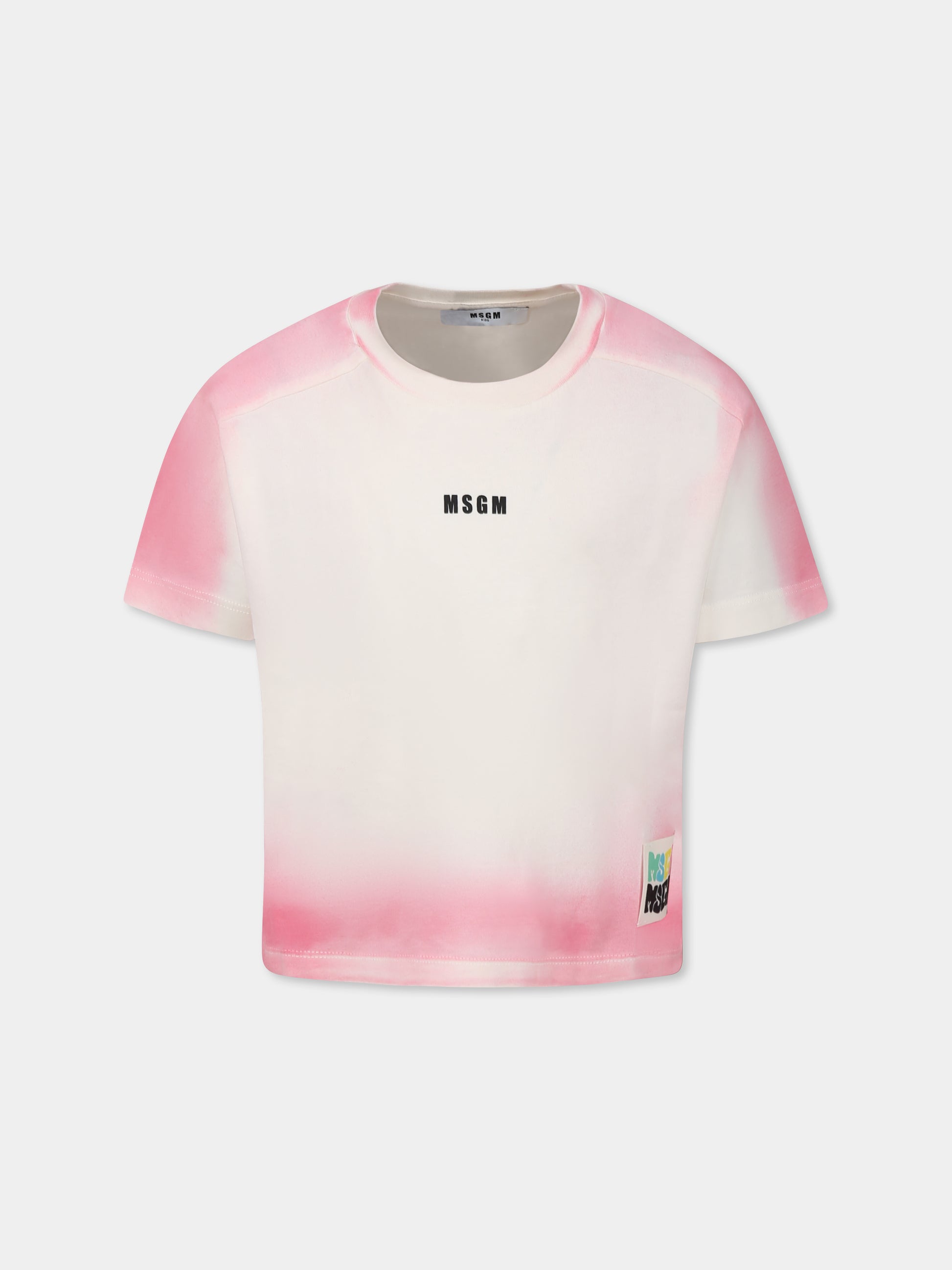 T-shirt rosa per bambina con logo,Msgm Kids,S5MSJGTH304 MS003