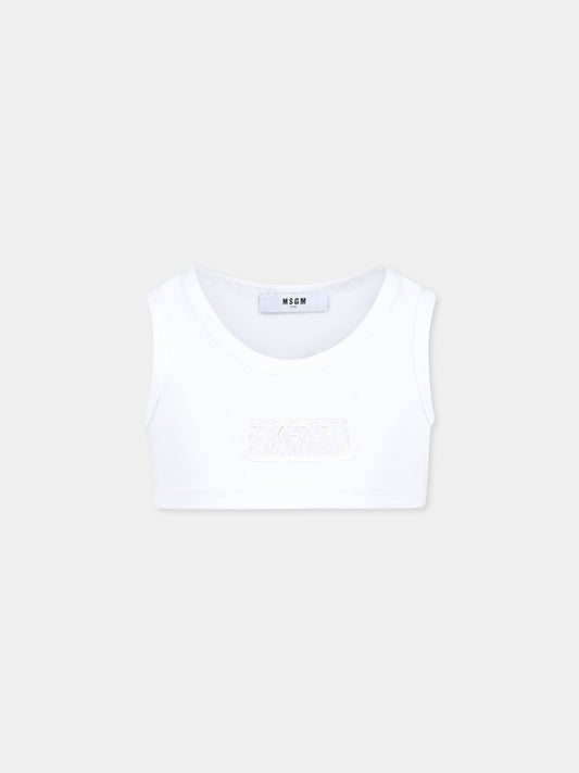 White tank top for girl with logo