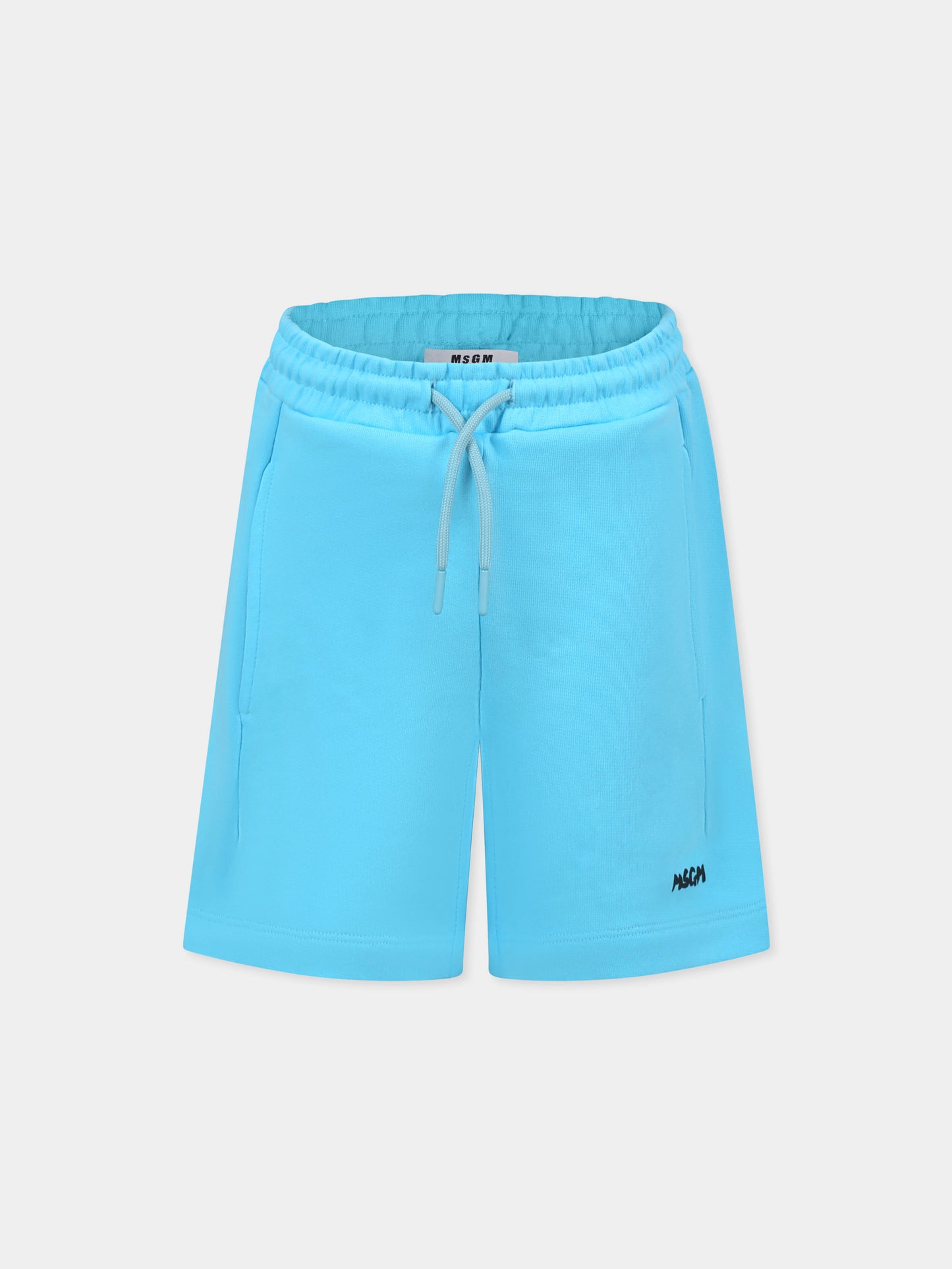 Shorts celesti per bambini con logo,Msgm Kids,S5MSJUBE071 MS005