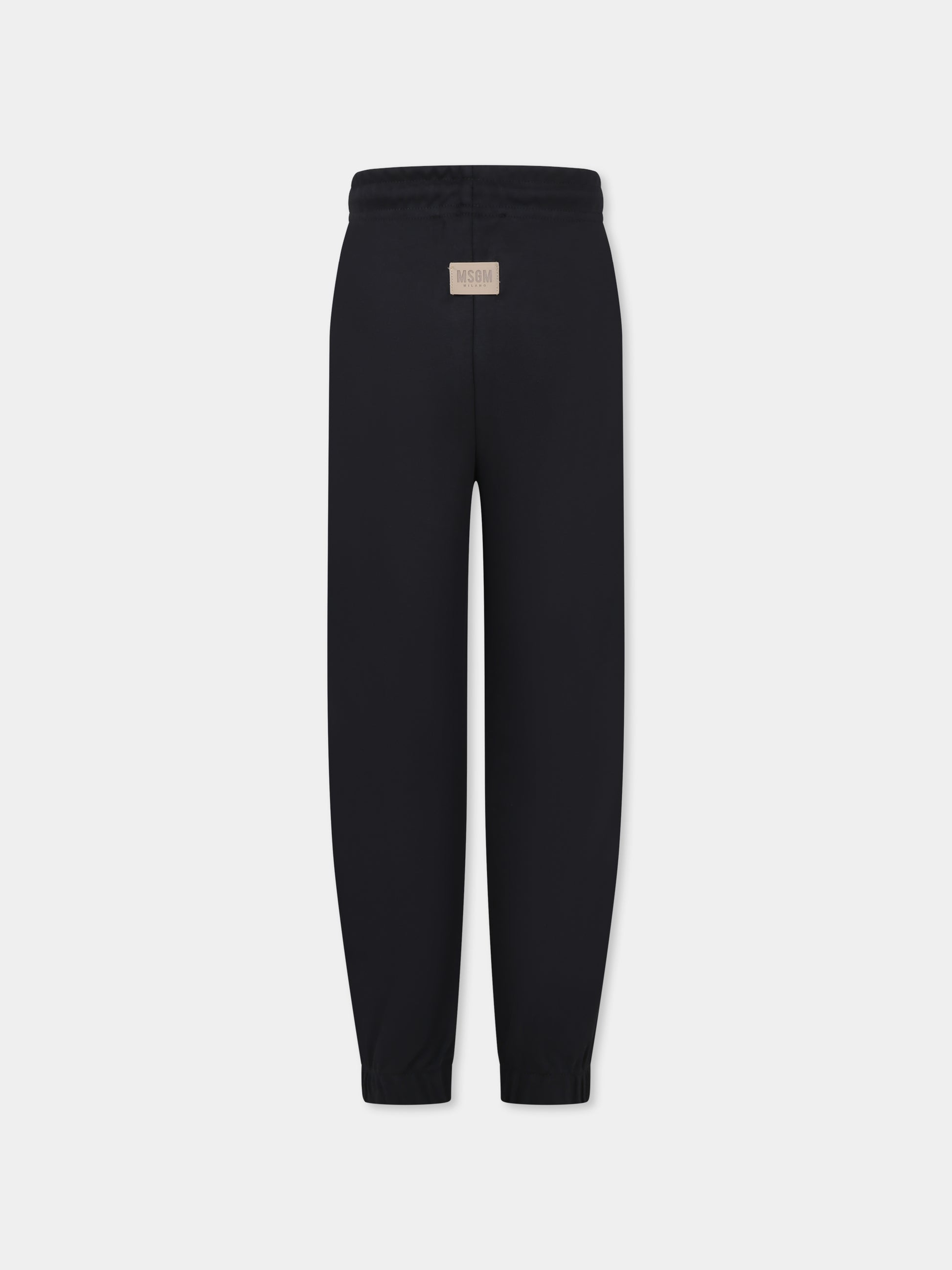 Pantaloni neri per bambini con logo,Msgm Kids,S5MSJUFP172 110