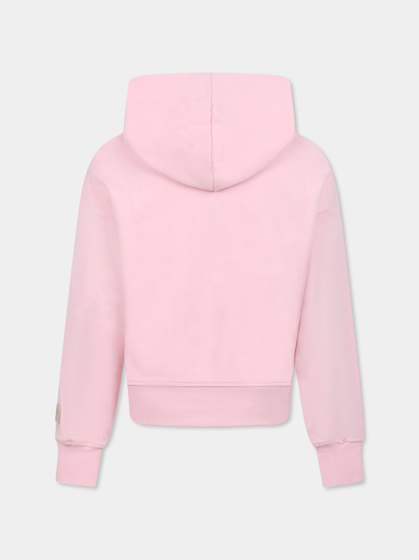 Felpa rosa per bambina con logo,Msgm Kids,S5MSJUHS166 MS015