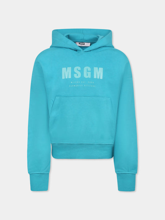 Felpa verde per bambini con logo,Msgm Kids,S5MSJUHS166 MS012