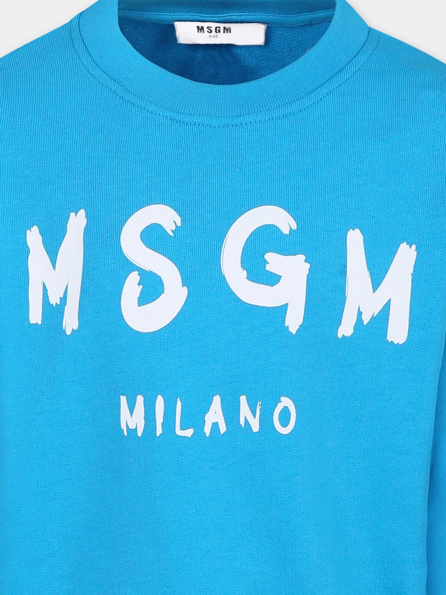 Felpa azzurra per bambini con logo,Msgm Kids,S5MSJUSW050 MS011