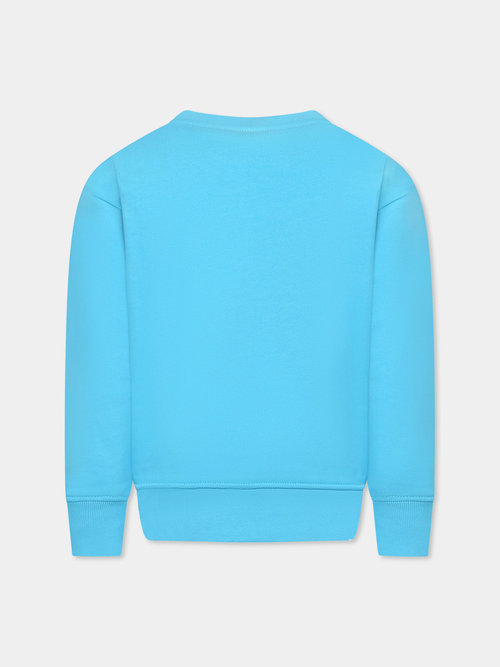 Felpa celeste per bambini con logo,Msgm Kids,S5MSJUSW053 MS005