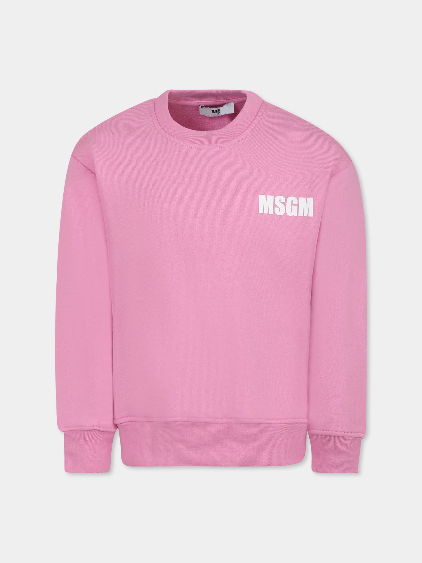 Pink sweatshirt for girl with logo