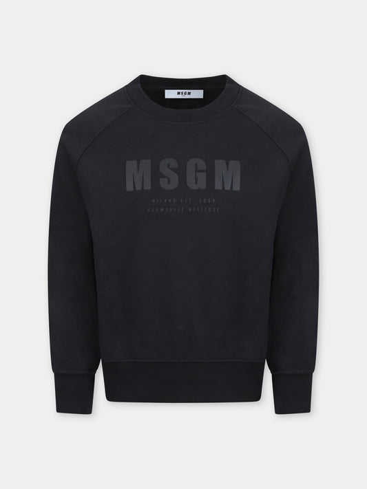 Felpa nera per bambini con logo,Msgm Kids,S5MSJUSW168 110