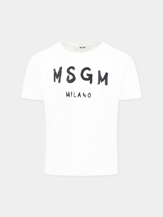 T-shirt bianca per bambini con logo,Msgm Kids,S5MSJUTH063 001