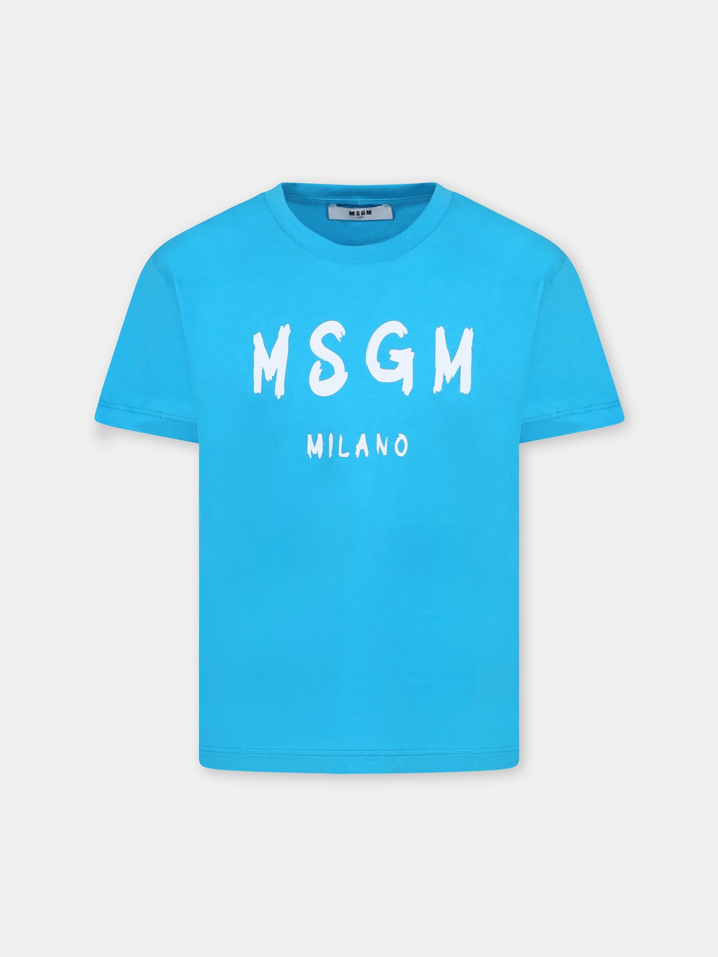 Light blue t-shirt for kids with logo