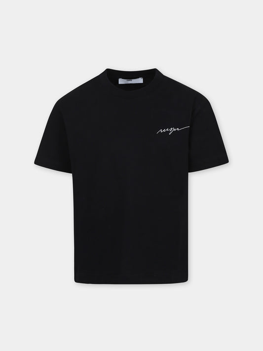 Black t-shirt for boy with logo