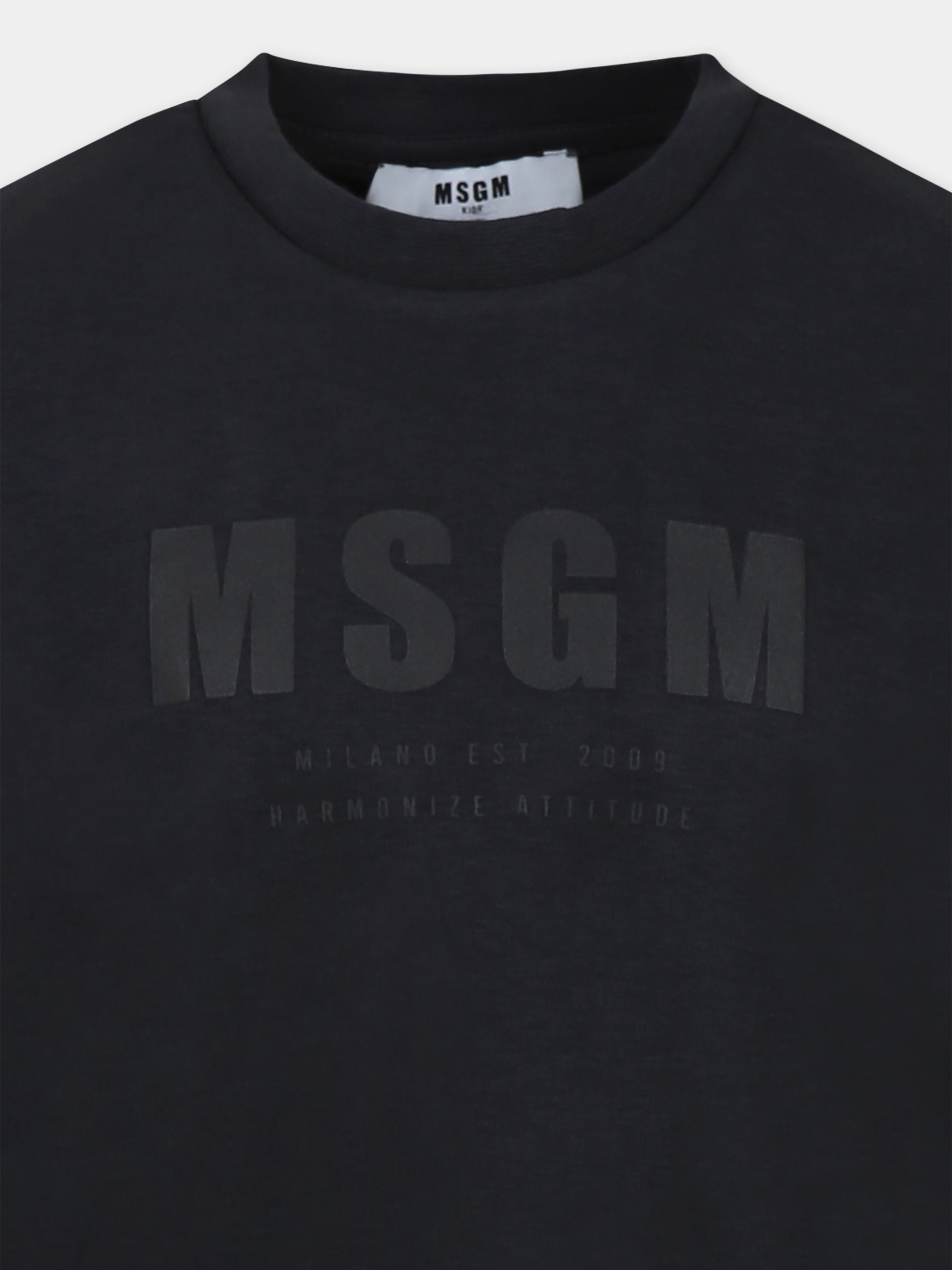 T-shirt nera per bambini con logo,Msgm Kids,S5MSJUTH170 110