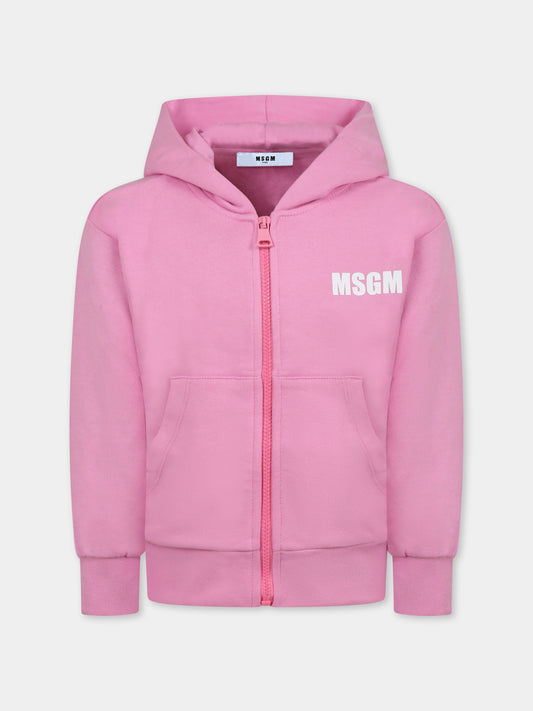 Pink sweatshirt for girl with logo