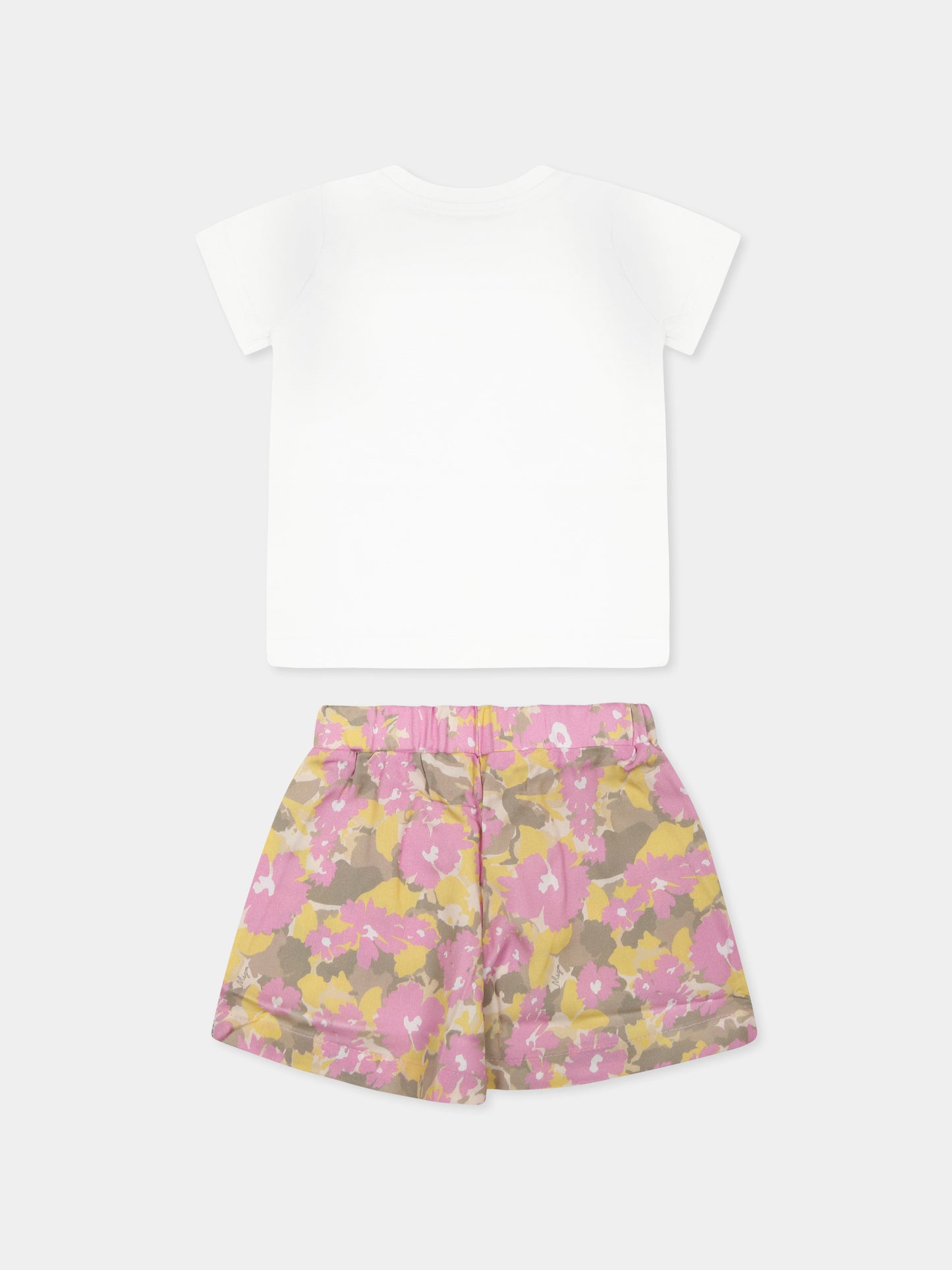 Completo multicolor per neonata con logo e stampa floreale,Msgm Kids,S5MSNGTR305 001