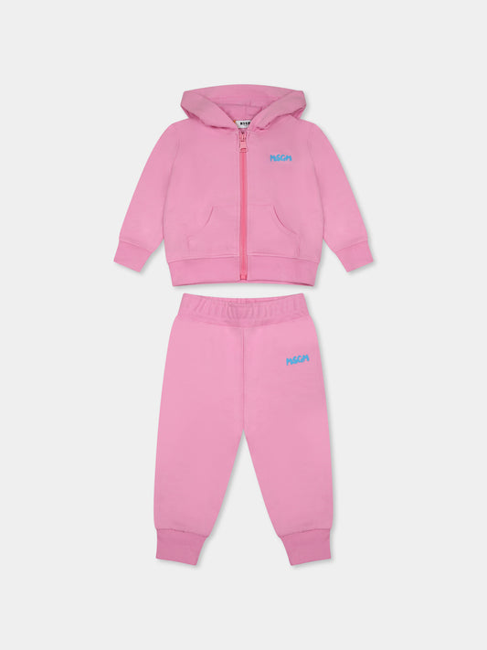 Completo rosa per neonata con logo,Msgm Kids,S5MSUNSF302 MS003