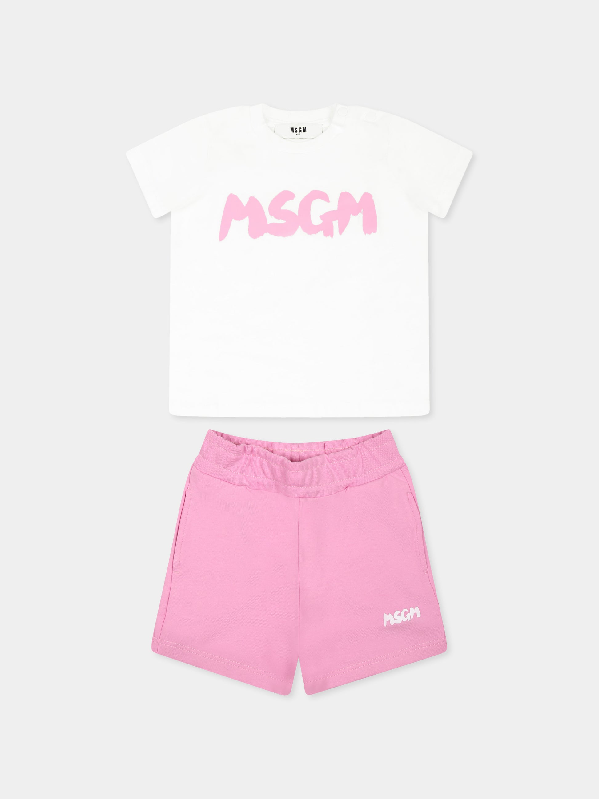 Completo rosa per neonata con logo,Msgm Kids,S5MSUNTR315 MS019