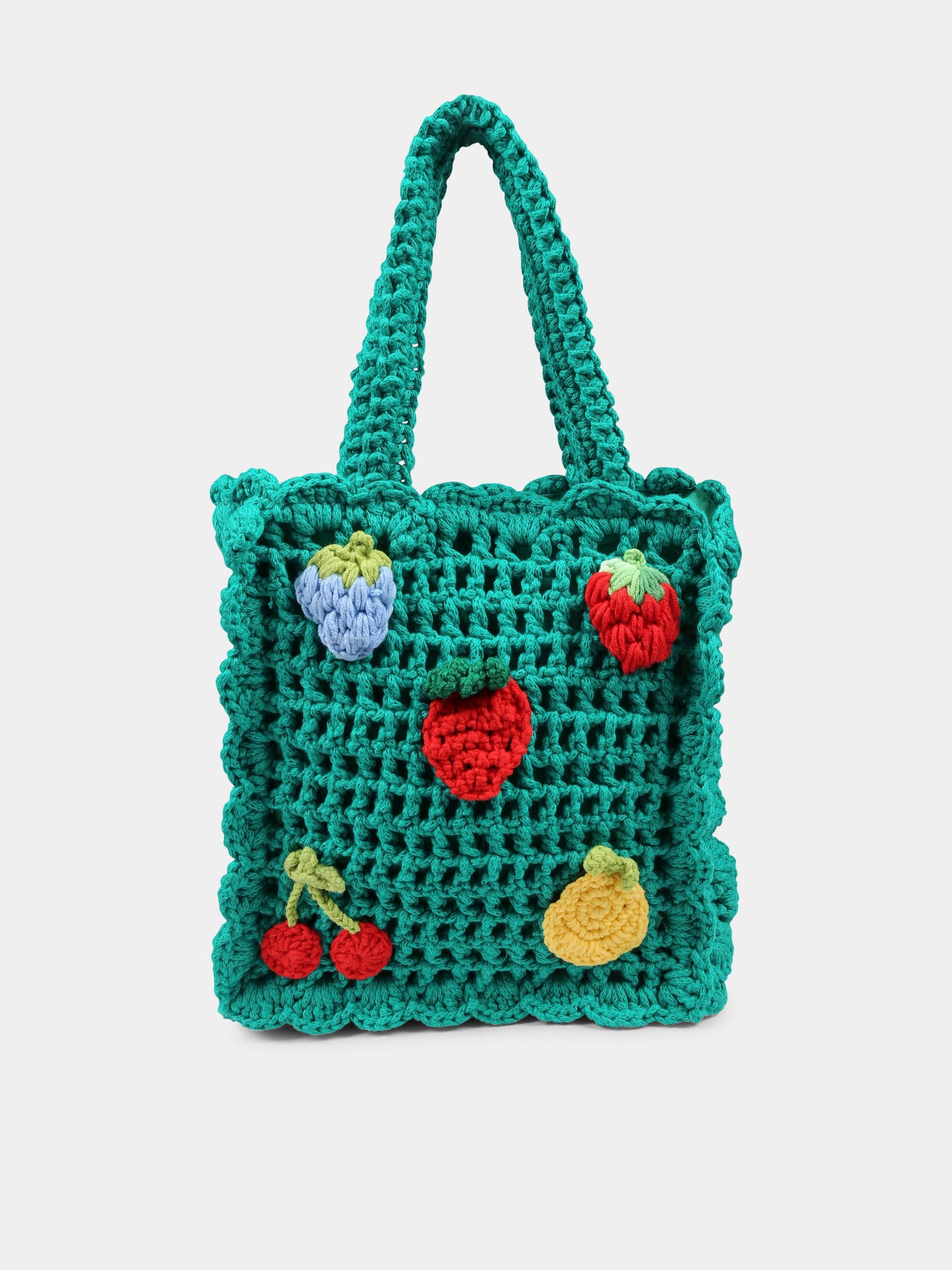 Borsa verde per bambina con frutta,Stella Mccartney Kids,TW0A28 Z2942 750