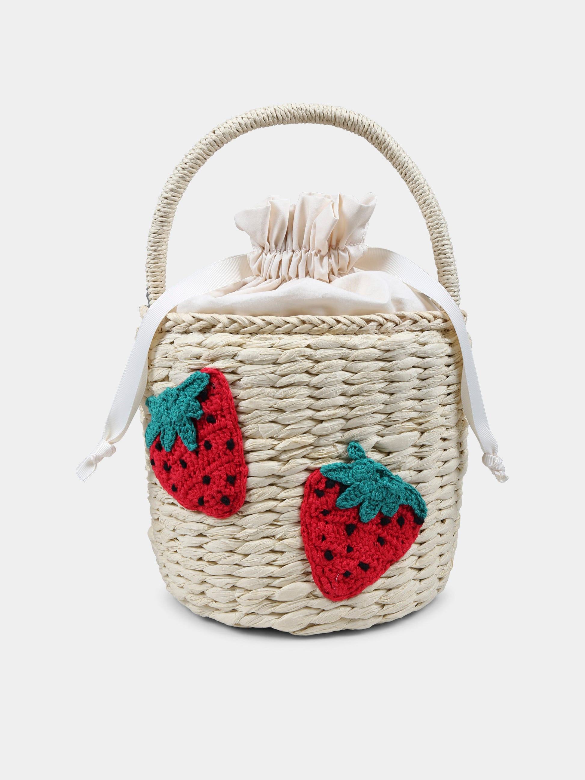 Borsa beige per bambina con fragole,Stella Mccartney Kids,TW0A48 Z2943 999