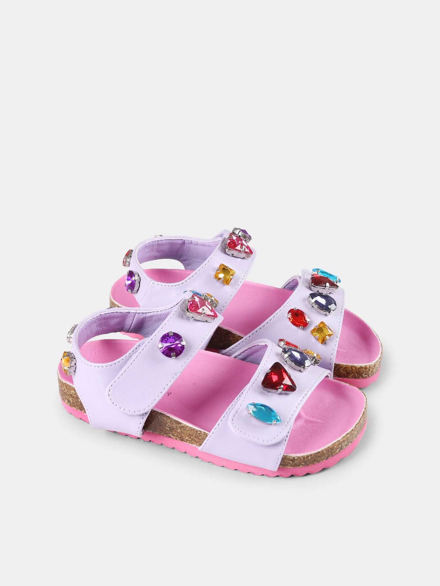 Sandali viola per bambina con cristalli,Stella Mccartney Kids,TW0B96 Z2947 522