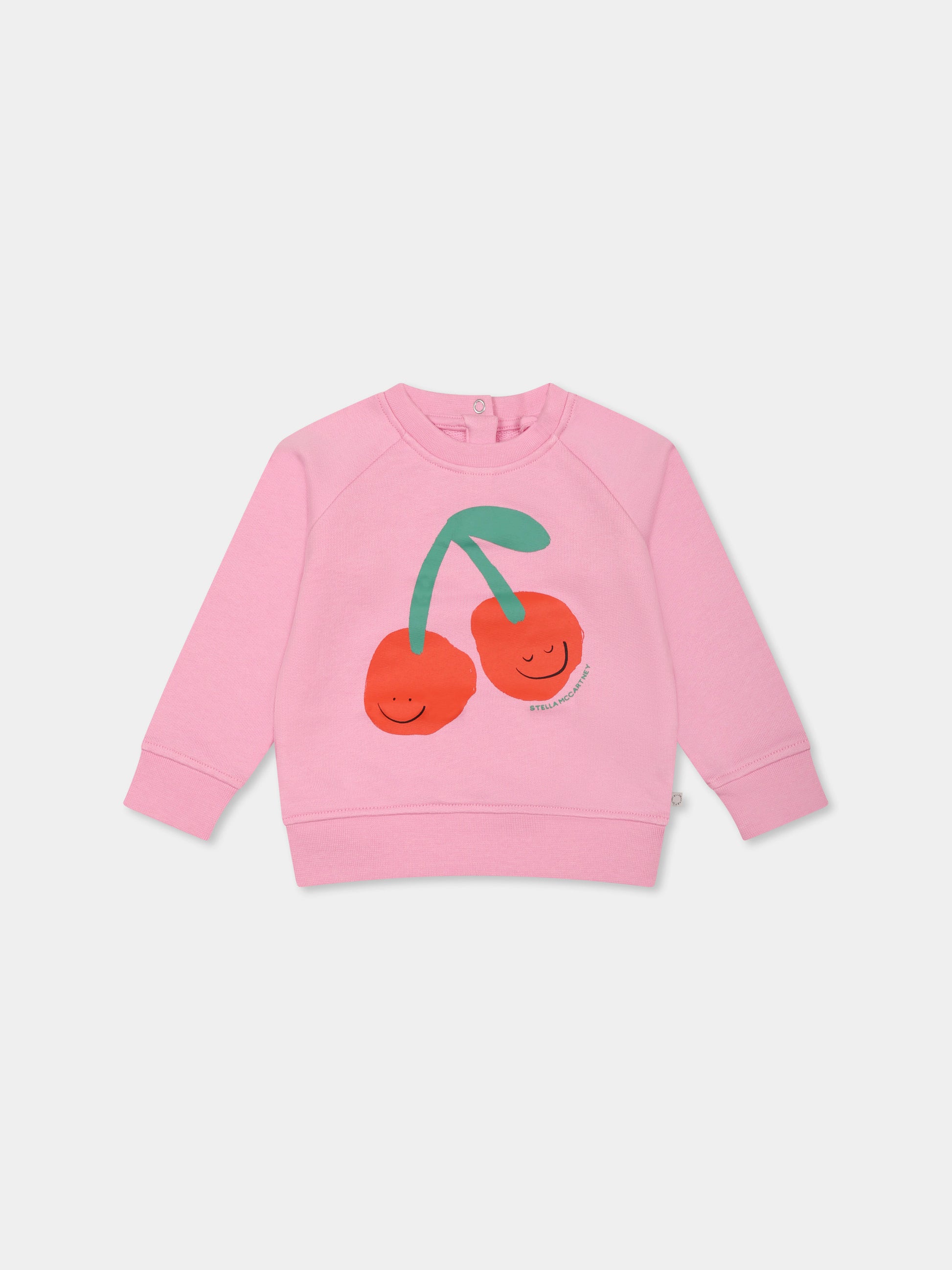 Felpa rosa per neonata con ciliegie,Stella Mccartney Kids,TW4040 Z0499 51C