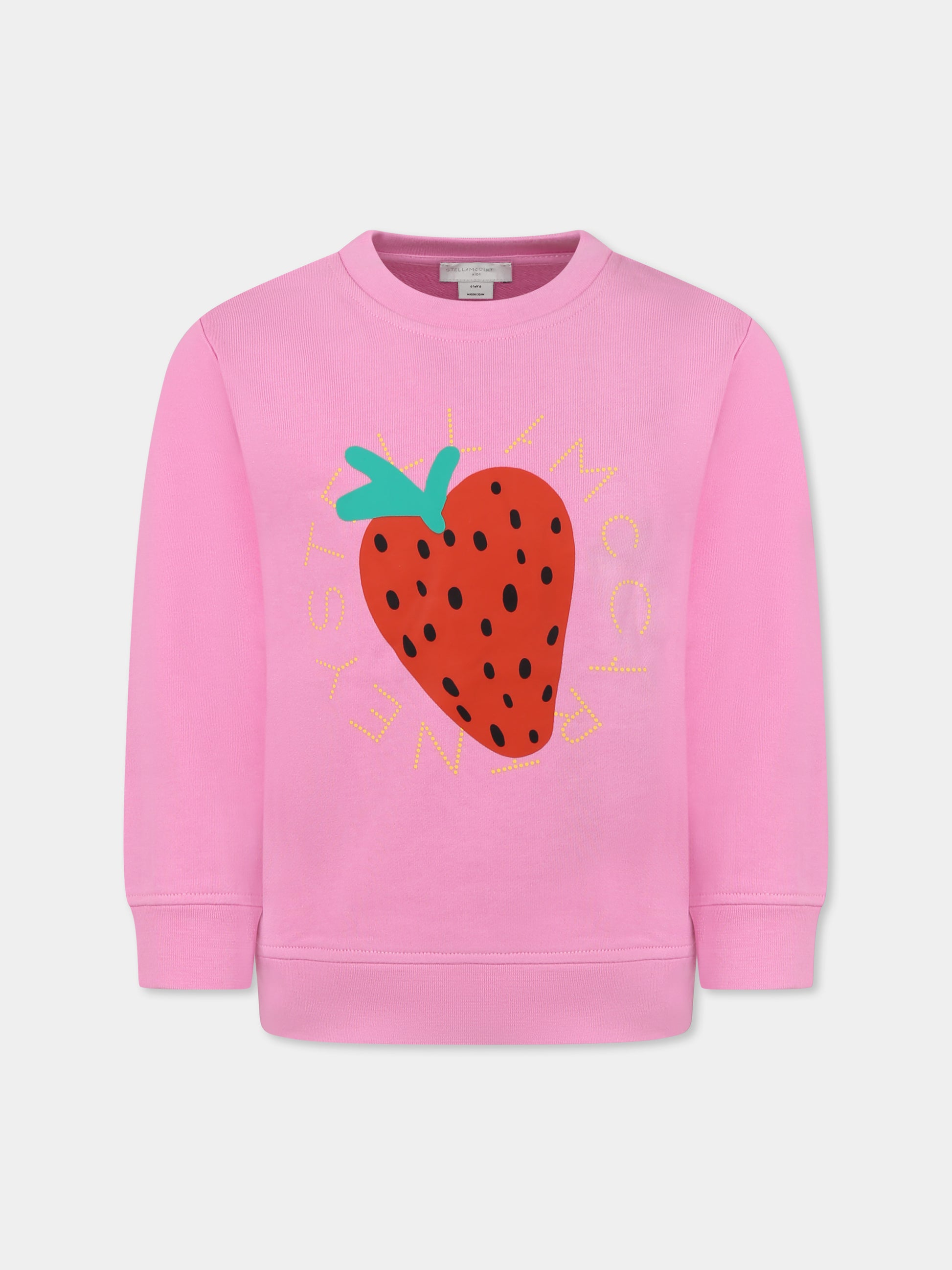 Felpa rosa per bambina con fragola,Stella Mccartney Kids,TW4A90 Z0499 552